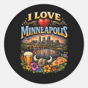 I Love Minneapolis Classic Round Sticker