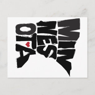 I Love Minnesota State Map Art Postcard