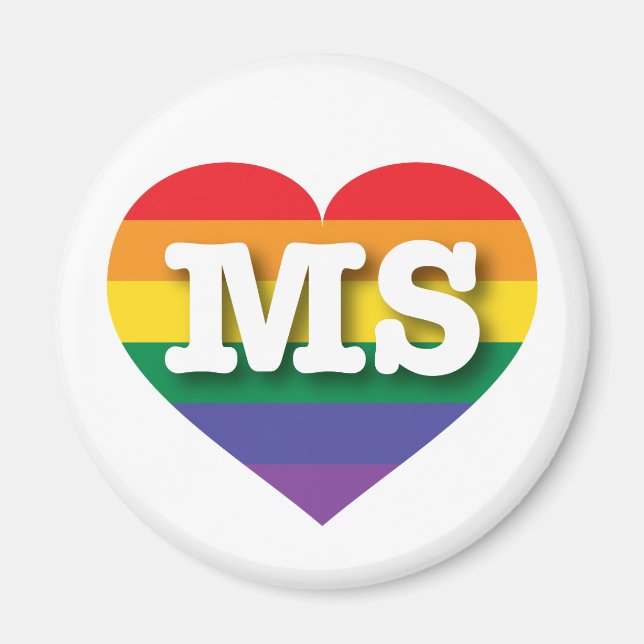 I Love Mississippi Rainbow Heart Magnet (Front)