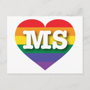 I Love Mississippi Rainbow Heart Postcard