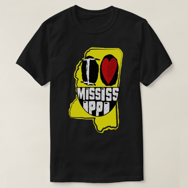 I Love Mississippi Smiling Happy Face T-Shirt (Design Front)