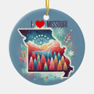 I Love Missouri Christmas Tree Ceramic Ornament
