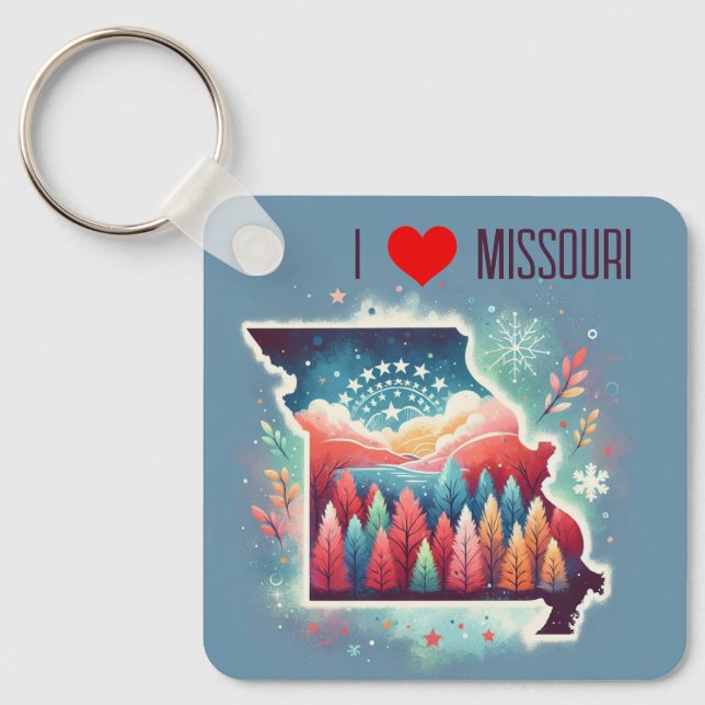 I Love Missouri Christmas Winter Keychain (Front)