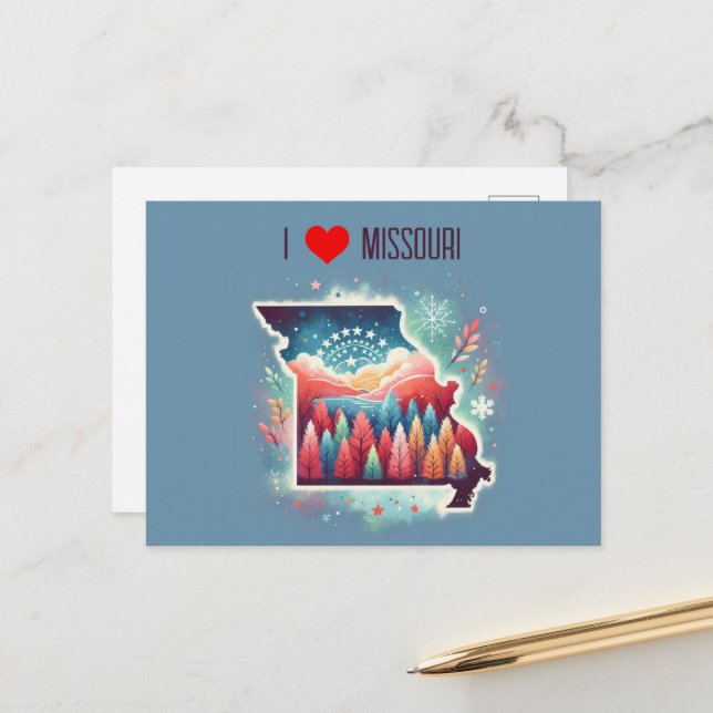 I Love Missouri Christmas Winter Postcard (Front/Back In Situ)