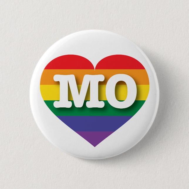 I Love Missouri Rainbow Heart 2 Inch Round Button (Front)