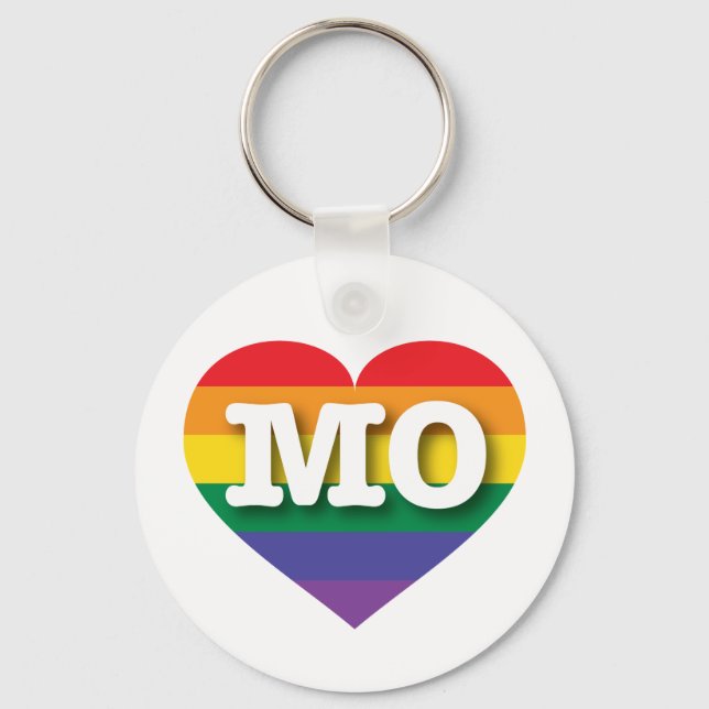 I Love Missouri Rainbow Heart Keychain (Front)