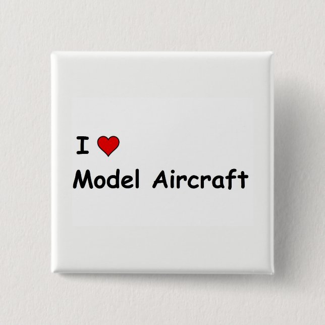 I Love Model Aircraft 2 Inch Square Button (Front)