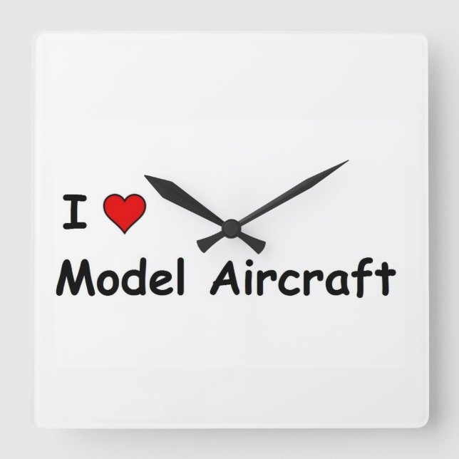 I Love Model Aircraft Square Wall Clock (Front)