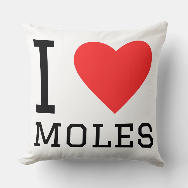 I love moles throw pillow (Front)