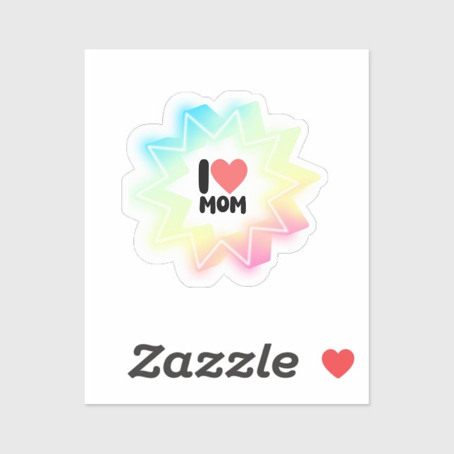 I Love Mom Colourful Neon Star (Sheet)
