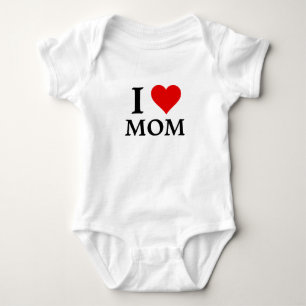 I Love Mom Custom Red Heart Baby Bodysuit