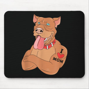 I Love Mom Dog With Tattoo Pitbull Owner Mouse Pad