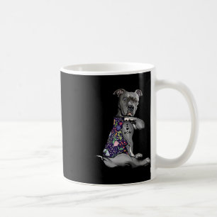 I Love Mom Funny Pitbull Dog Tattoo Flower Mothers Coffee Mug