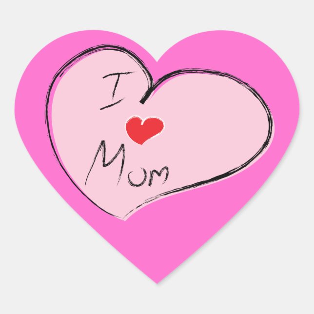 I Love Mom Heart Sticker (Front)