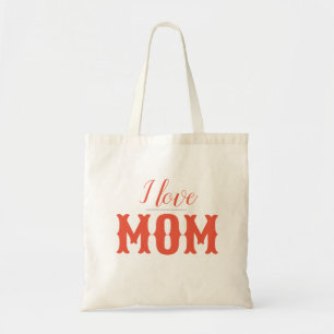 I love Mom orange red Tote Bag