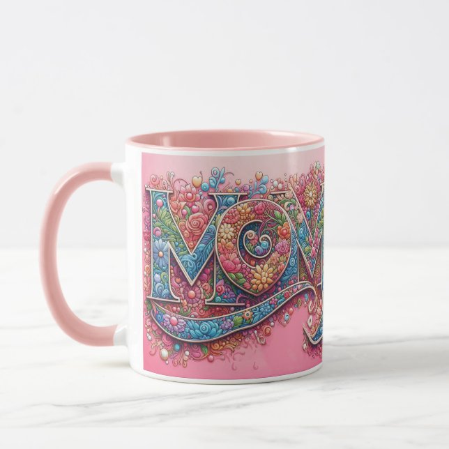 I Love Mom Pink Mug (Left)