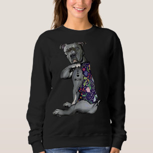 I Love Mom  Pitbull Dog Tattoo Flower Mother's Day Sweatshirt