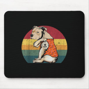 I Love Mom Pitbull Dog Tattoo Flower Vintage Mothe Mouse Pad