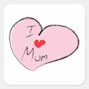 I Love Mom Square Sticker