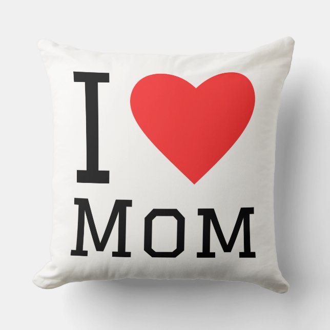 I love mom square sticker throw pillow (Front)