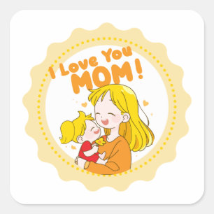 I love Mom Sticker