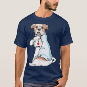 I Love Mom Tattoo American Bulldog Mother's Day Gi T-Shirt