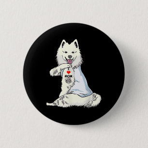 I Love Mom Tattoo American Eskimo Mom Dog Lover Wo 2 Inch Round Button