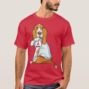 I Love Mom Tattoo Basset Hound Mom Dog Lover Women T-Shirt