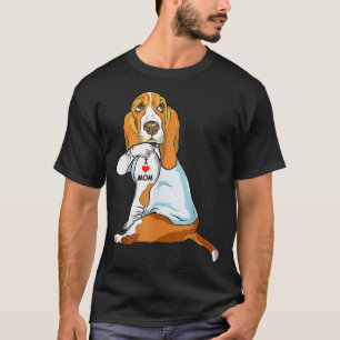 I Love Mom Tattoo Basset Hound Mom Dog Lover Women T-Shirt