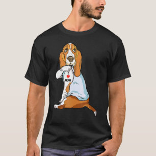 I Love Mom Tattoo Basset Hound Mom Dog  Women 1 T-Shirt