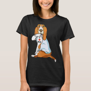 I Love Mom Tattoo Basset Hound Mom Dog  Women 1 T-Shirt