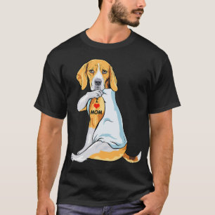 I Love Mom Tattoo Beagle Mom Dog Lover Women T-Shirt