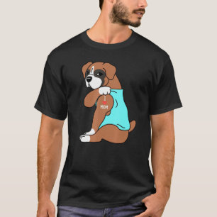 I Love Mom Tattoo Boxer Dog T-Shirt