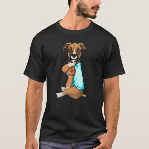 I Love Mom Tattoo Boxer Mom Dog Women T-Shirt