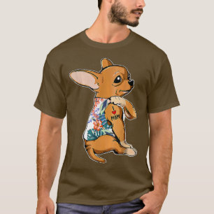 I Love Mom Tattoo Chihuahua Dog flowers Mothers D T-Shirt
