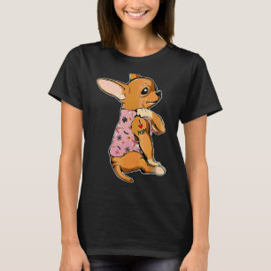 I Love Mom Tattoo Chihuahua Dog  Flowers T-Shirt