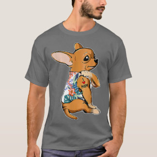 I Love Mom Tattoo Chihuahua Dogflowers Mothers Day T-Shirt