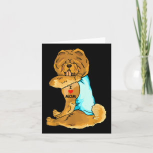 I Love Mom Tattoo Chow Chow Mom Dog Lover Women  Card