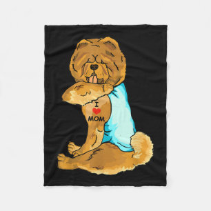 I Love Mom Tattoo Chow Chow Mom Dog Lover Women  Fleece Blanket