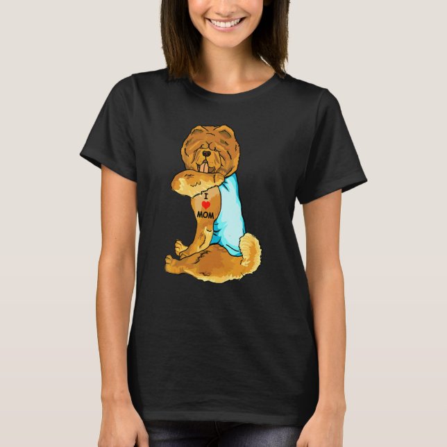 I Love Mom Tattoo Chow Chow Mom Dog  Women T-Shirt (Front)