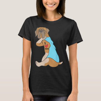 I Love Mom Tattoo Dog Funny Bullmastiff T-Shirt