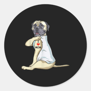 I Love Mom Tattoo English Mastiff Mom Dog Lover Wo Classic Round Sticker