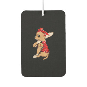 I Love Mom Tattoo Funny Chihuahua Dog Wearing Band Air Freshener