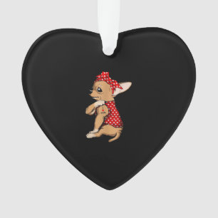 I Love Mom Tattoo Funny Chihuahua Dog Wearing Band Ornament