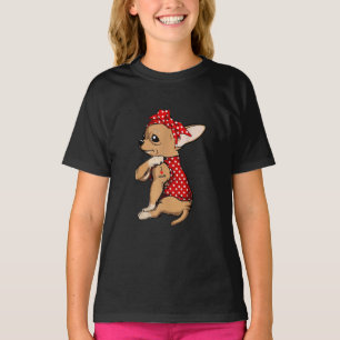 I Love Mom Tattoo Funny Chihuahua Dog Wearing Band T-Shirt