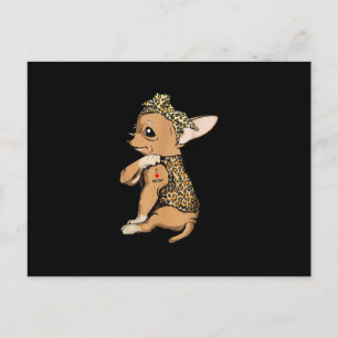 I Love Mom Tattoo Funny Chihuahua Dog With Bandana Postcard