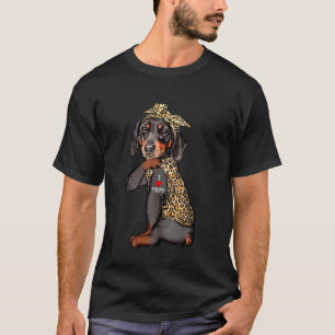 I Love Mom Tattoo Funny Dachshund Dog With Bandana T-Shirt