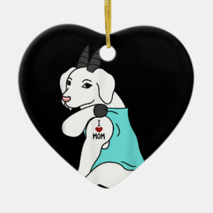 I Love Mom Tattoo Goat Funny Mors Day Pet Ceramic Ornament