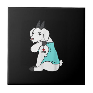 I Love Mom Tattoo Goat Funny Mors Day Pet Tile