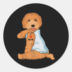 I Love Mom Tattoo Goldendoodle Mom Dog Lover Women Classic Round Sticker